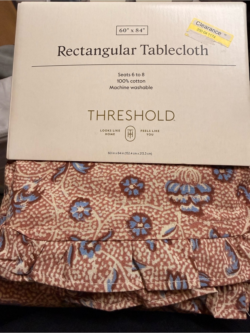 60”x85" Block Print Ruffle Tablecloth
- Threshold™ - Picture 2 of 2